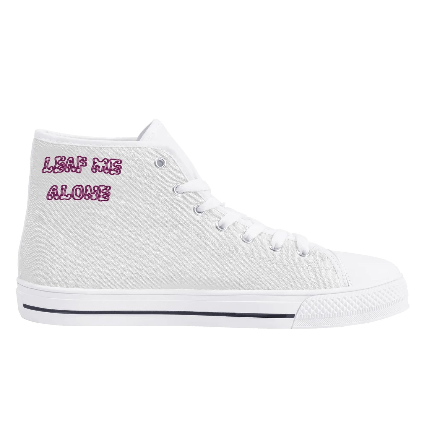 L.M.A. Leaf Me Alone 420  White/Purple Mens High Top Star Kicks