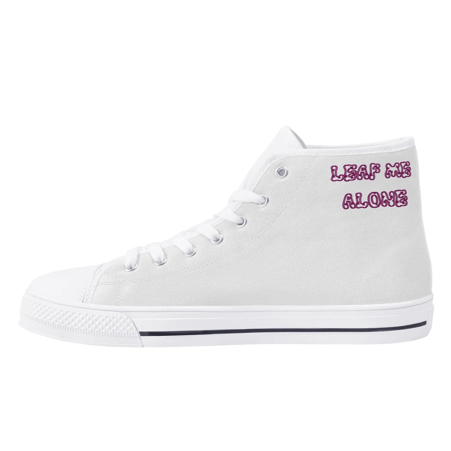 L.M.A. Leaf Me Alone 420  White/Purple Mens High Top Star Kicks