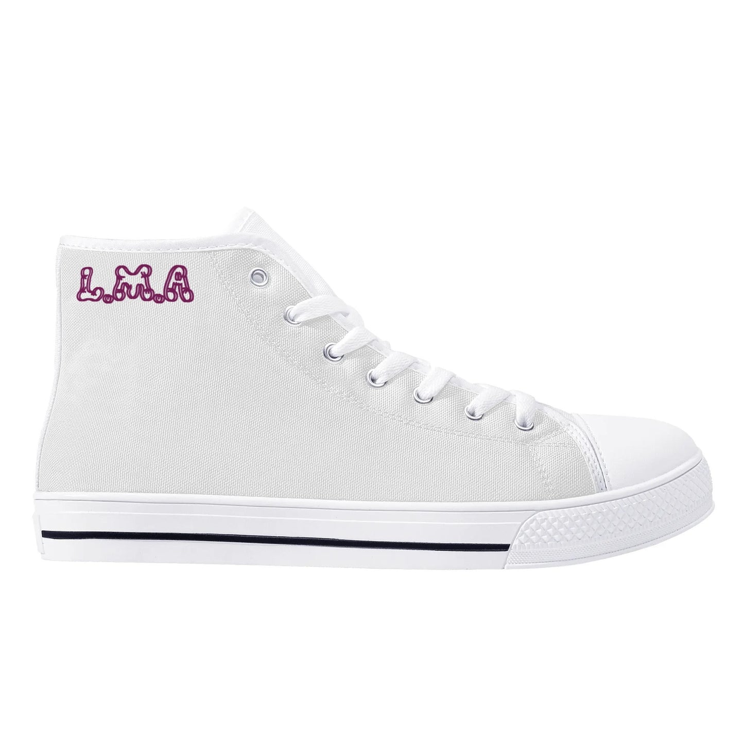 L.M.A. Leaf Me Alone 420  White/Purple Mens High Top Star Kicks