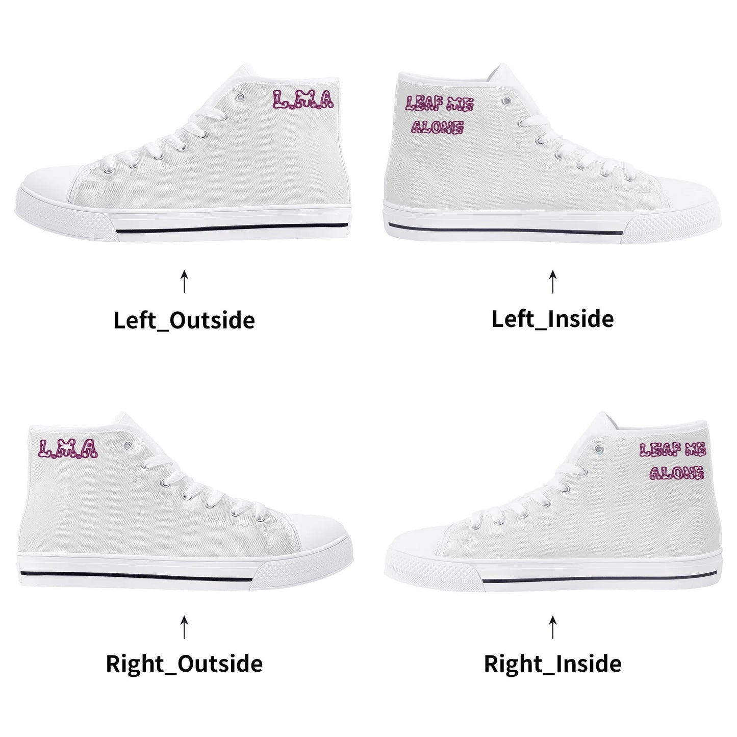 L.M.A. Leaf Me Alone 420  White/Purple Mens High Top Star Kicks