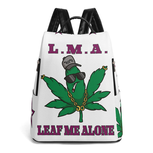 L.M.A. Leaf Me Alone 420 White/Purple Anti-Theft Backpack