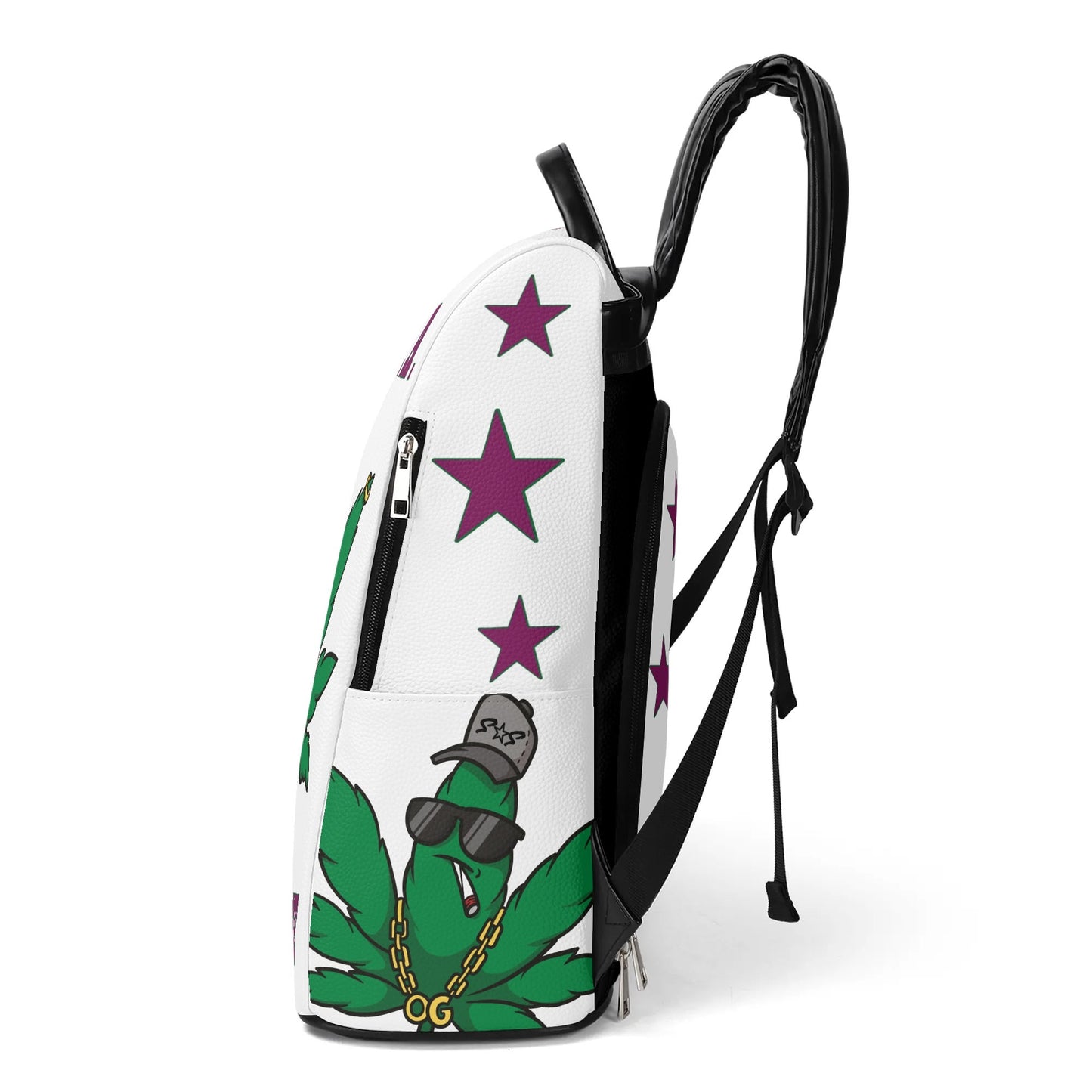 L.M.A. Leaf Me Alone 420 White/Purple Anti-Theft Backpack