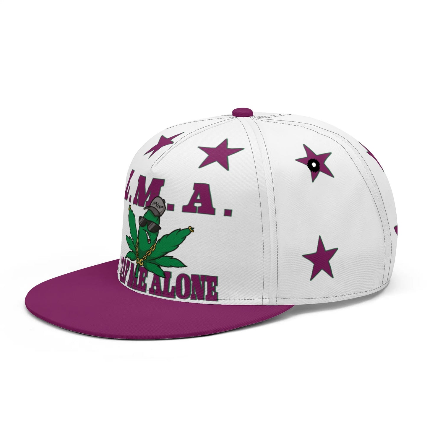 L.M.A. Leaf Me Alone 420  Purple/White Classic Snapbacks