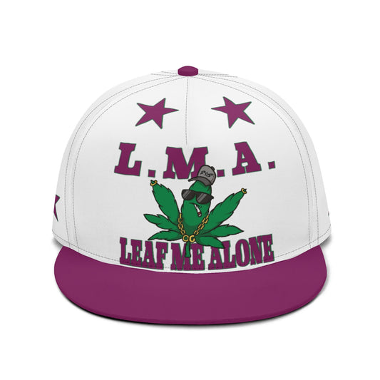 L.M.A. Leaf Me Alone 420  Purple/White Classic Snapbacks