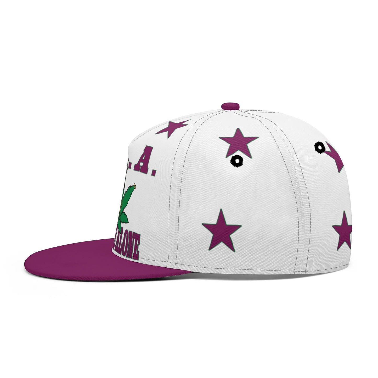 L.M.A. Leaf Me Alone 420  Purple/White Classic Snapbacks