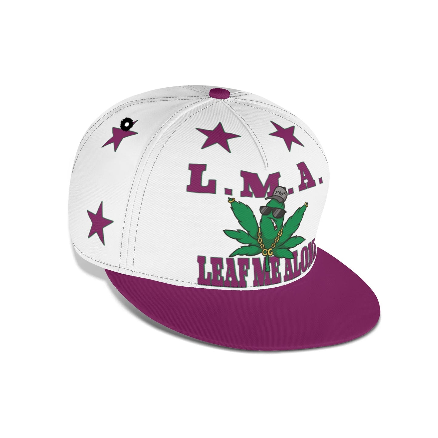 L.M.A. Leaf Me Alone 420  Purple/White Classic Snapbacks