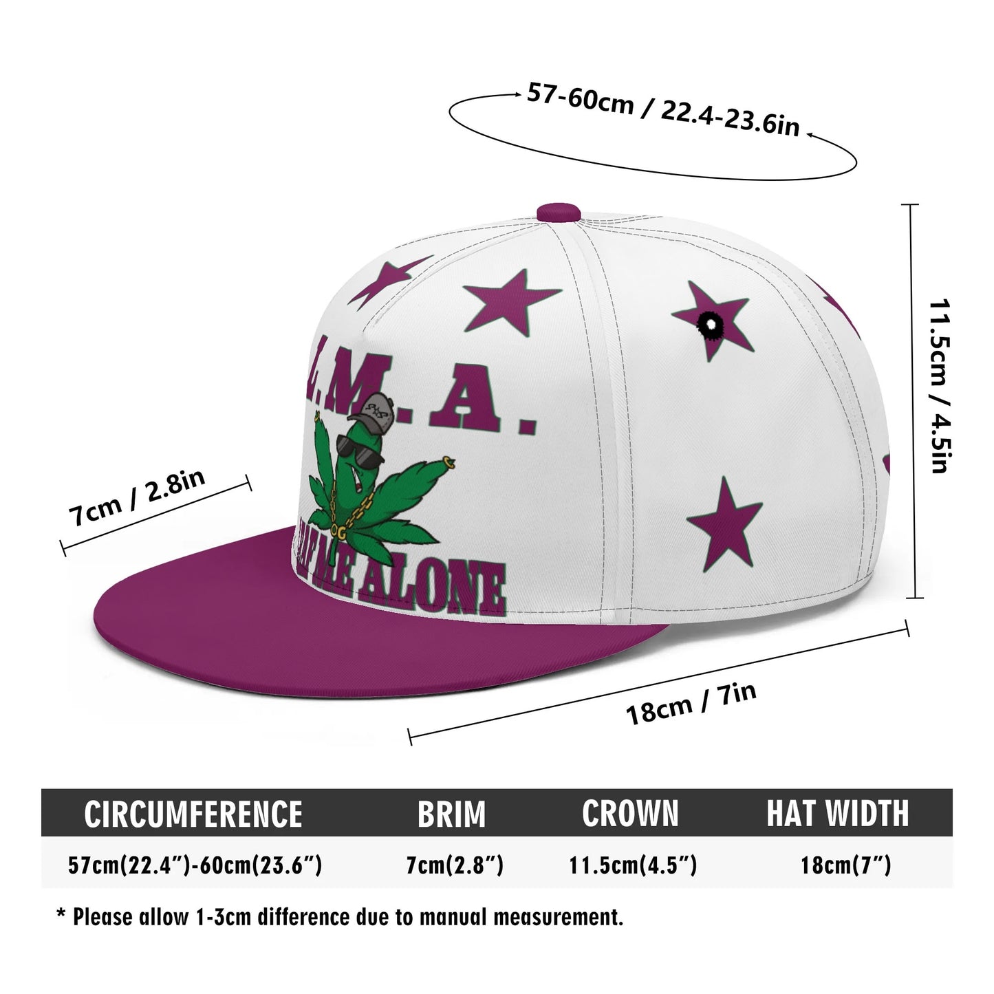 L.M.A. Leaf Me Alone 420  Purple/White Classic Snapbacks