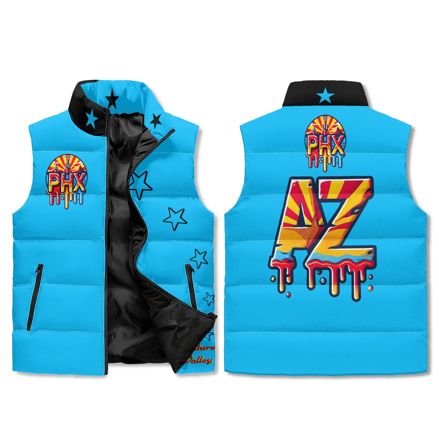 Vulture Valley Unisex Turquoise Zip Up Puffer Vest