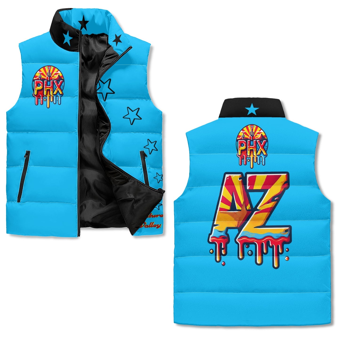 Vulture Valley Unisex Turquoise Zip Up Puffer Vest