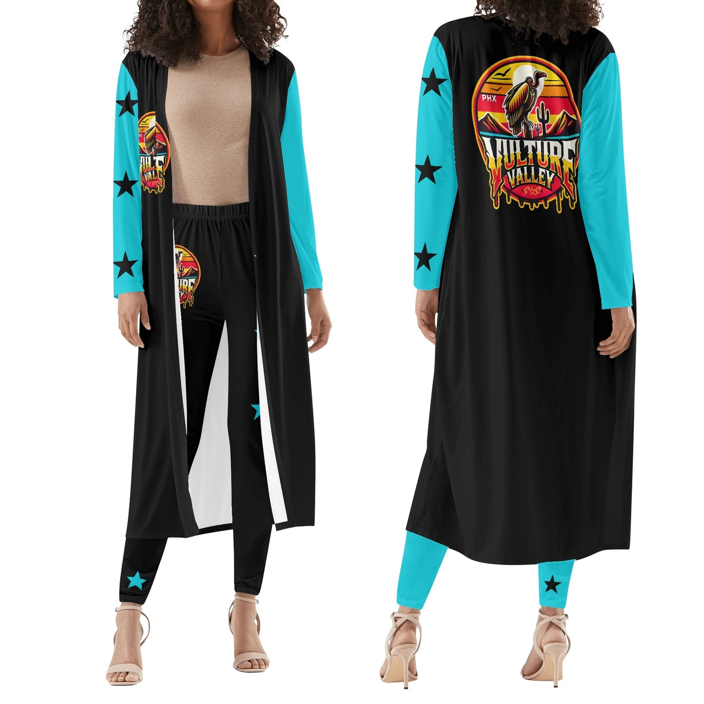 Vulture Valley Womens Long Sleeve Cardigan and Leggings 2pcs