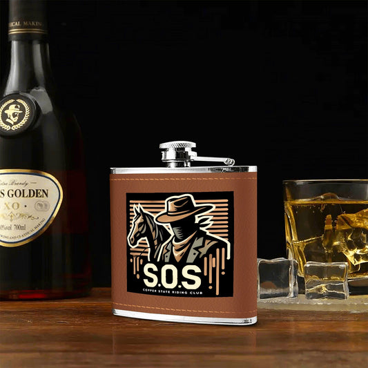 Copper Flex Brown Leather Flask 6oz By S.O.S