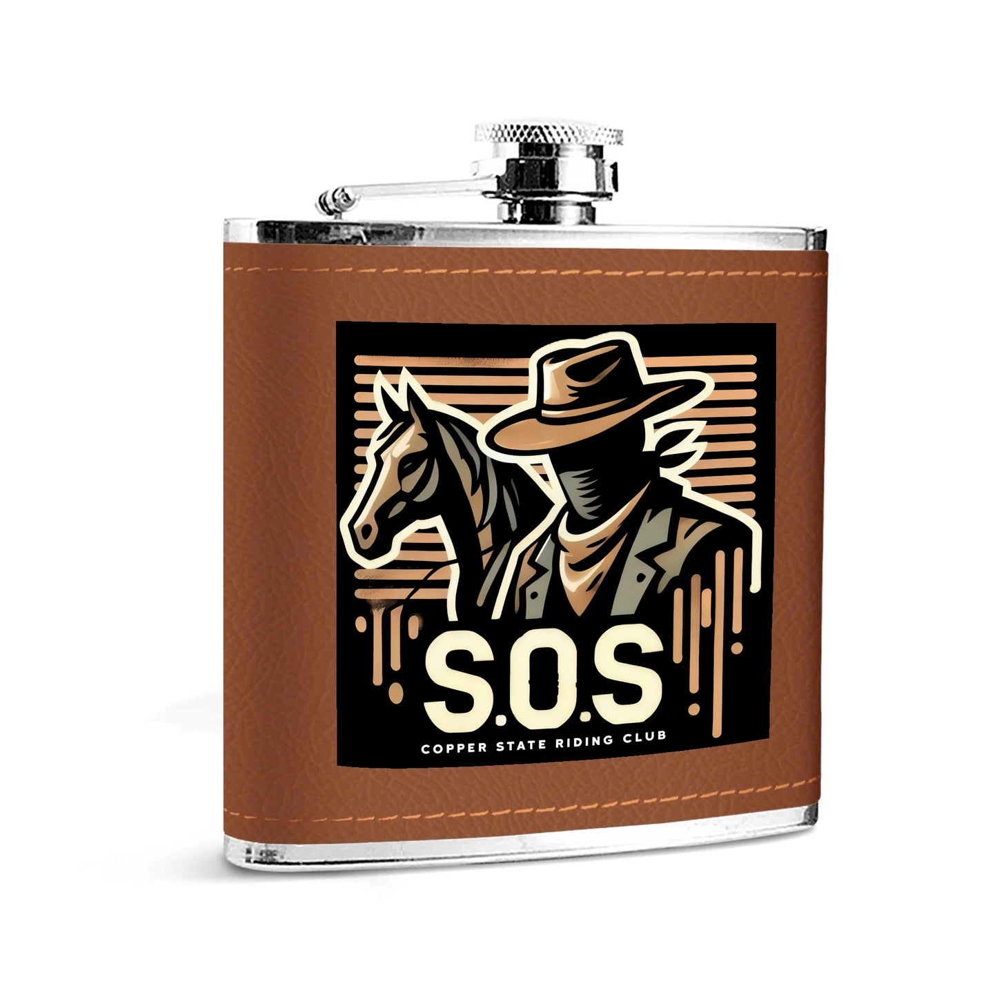 Copper Flex Brown Leather Flask 6oz By S.O.S
