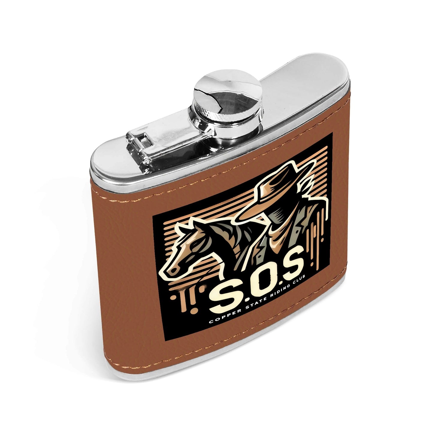Copper Flex Brown Leather Flask 6oz By S.O.S