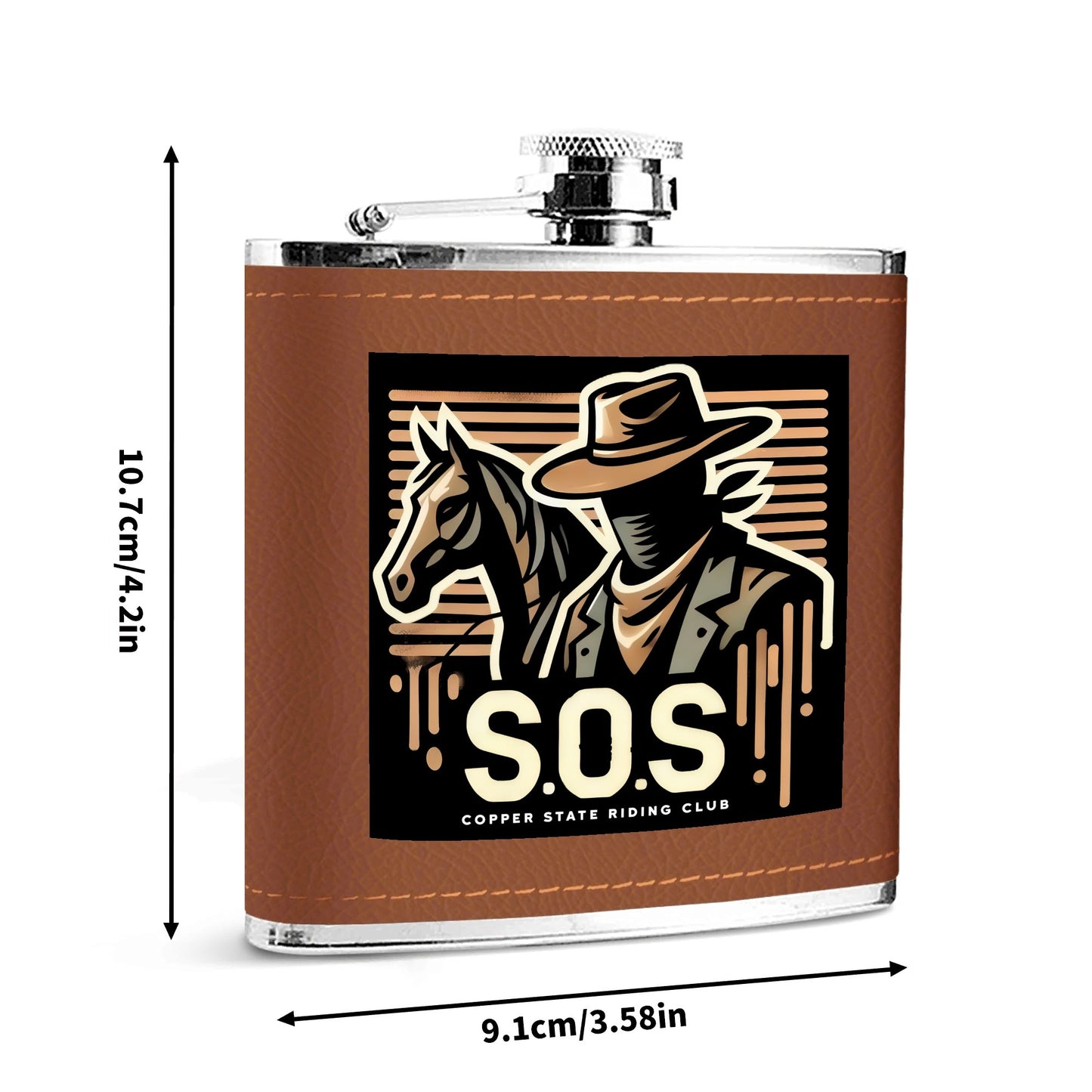 Copper Flex Brown Leather Flask 6oz By S.O.S