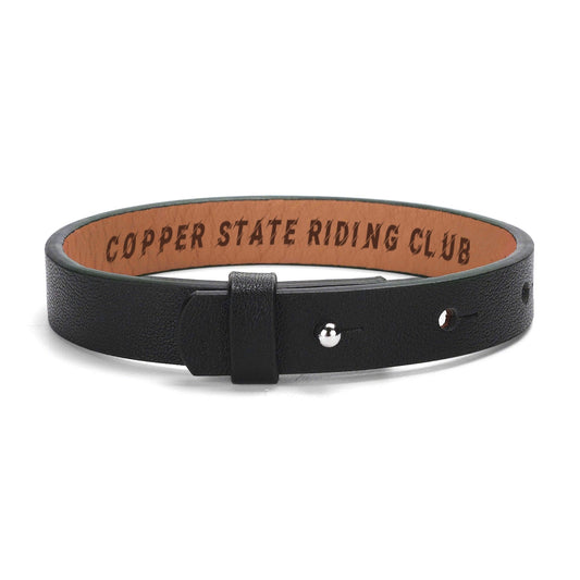 Copper Flex By S.O.S Engraved Black Leather Bracelet for Men