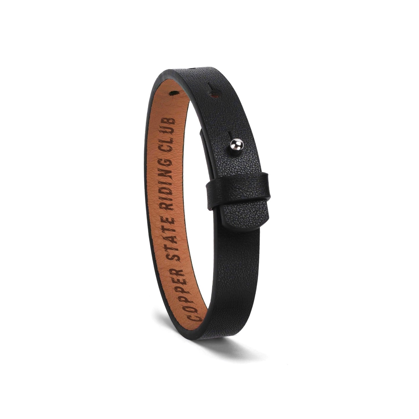Copper Flex By S.O.S Engraved Black Leather Bracelet for Men