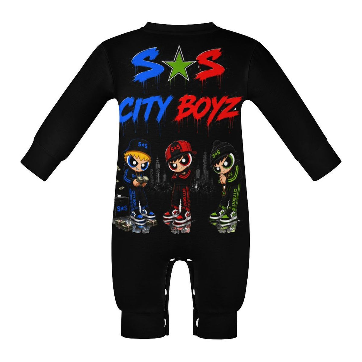 S.O.S: Power Puff Gang Baby's Long Sleeve Romper