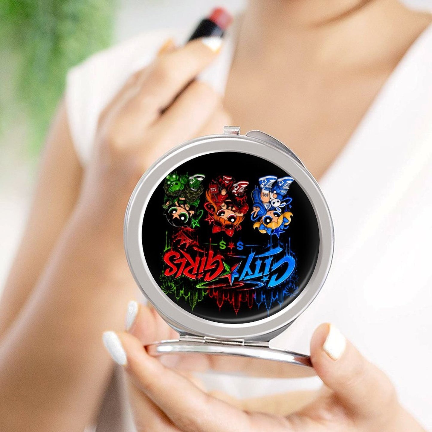 S.O.S: Power Puff Gang Portable Travel Makeup Mirror