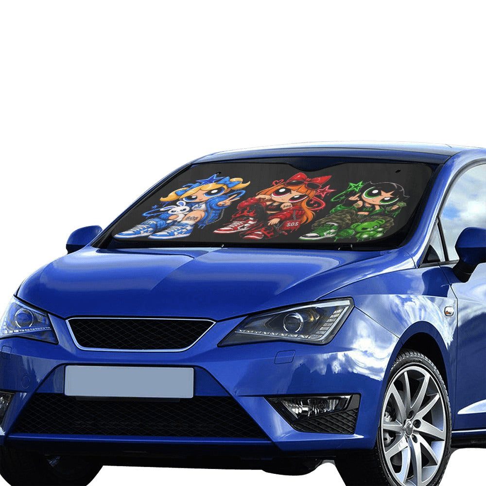 S.O.S: Power Puff Gang Auto Car Sun Shade 55" x 29.53"