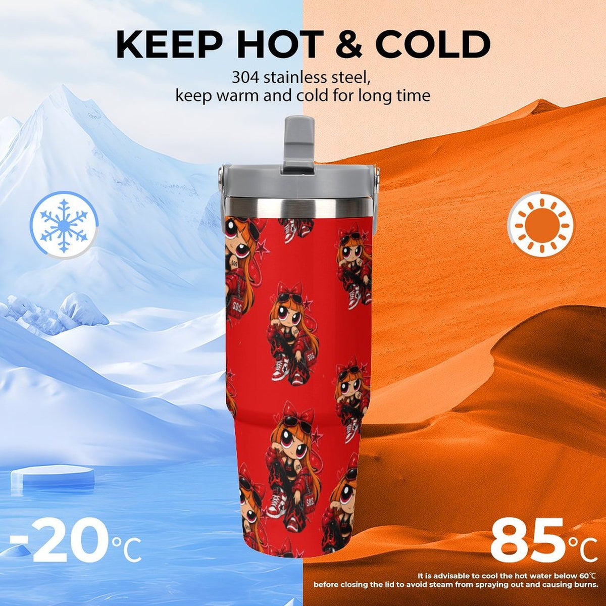 S.O.S: Power Puff Gang 30oz Tumbler with Top Handle