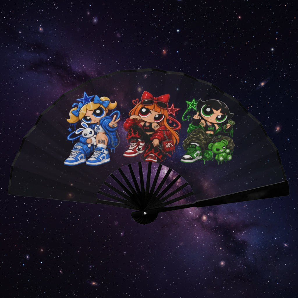 S.O.S: Power Puff Gang Double-Sided Folding Fan