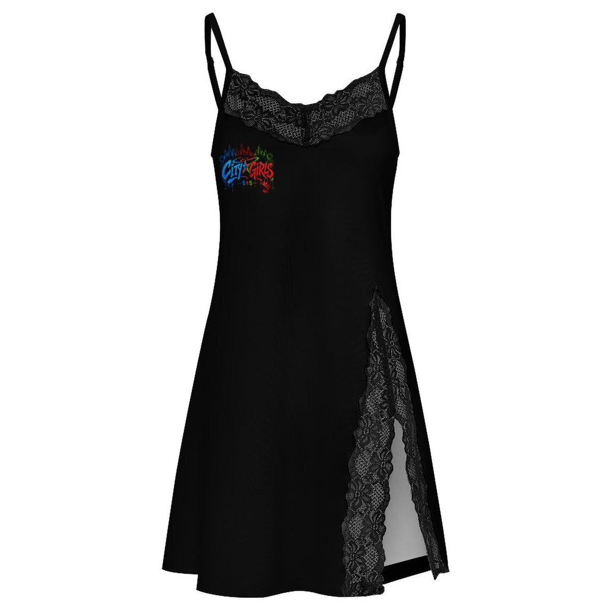S.O.S: Power Puff Gang Women's Lace Slit Cami Pajama Dress