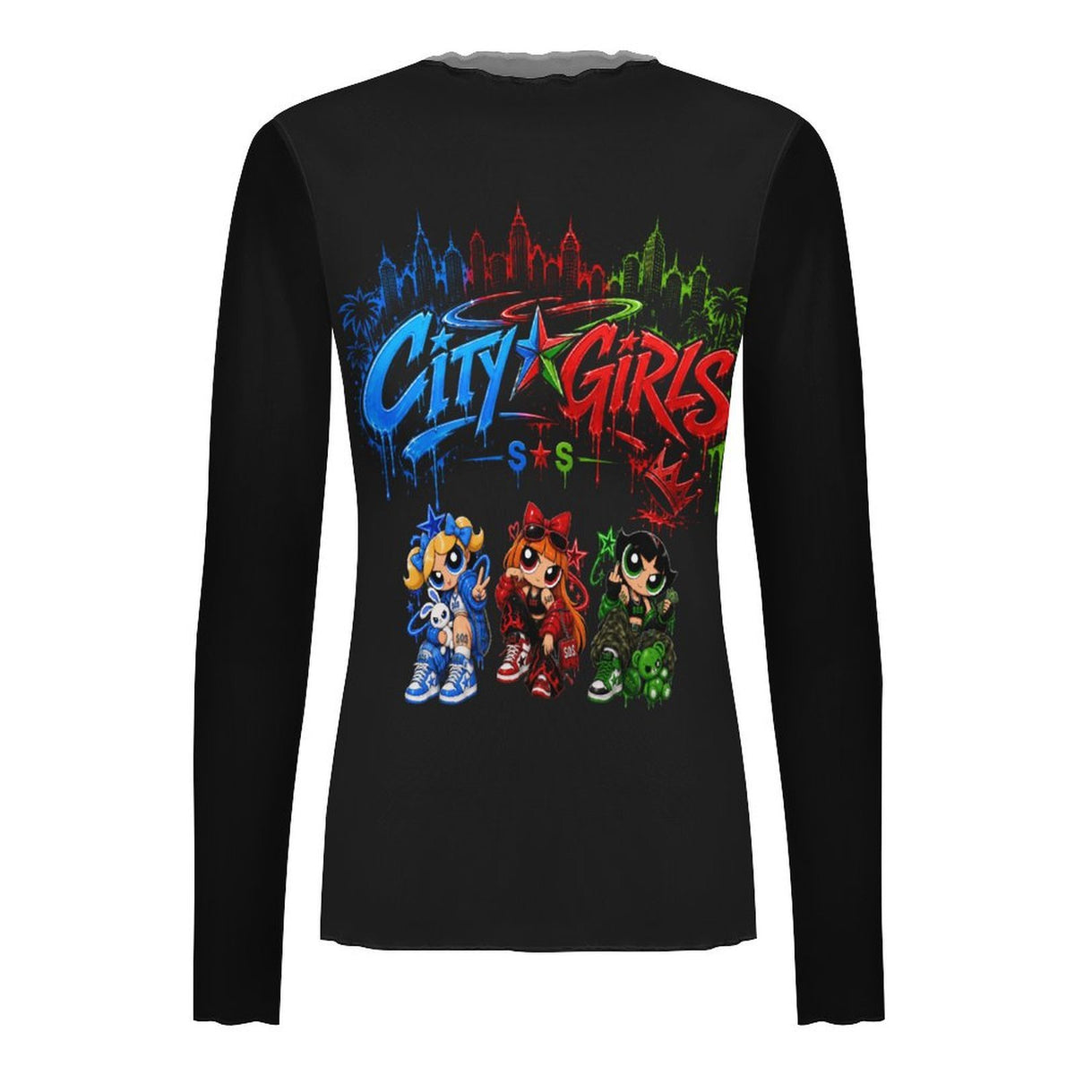 S.O.S: Power Puff Gang High Neck Long Sleeved Mesh Top