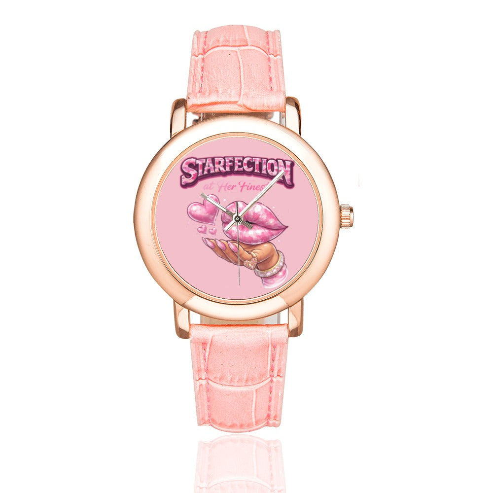 Starfection Ladies Edition Women's Rose Gold-plated Leather Strap Watch
