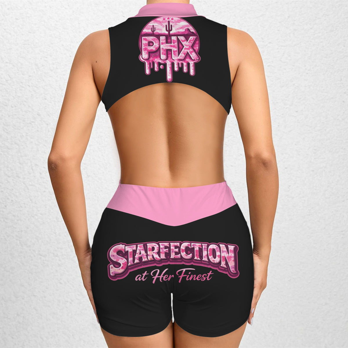 Starfection Ladies Editon Half-Zip Backless Sport Jumpsuit