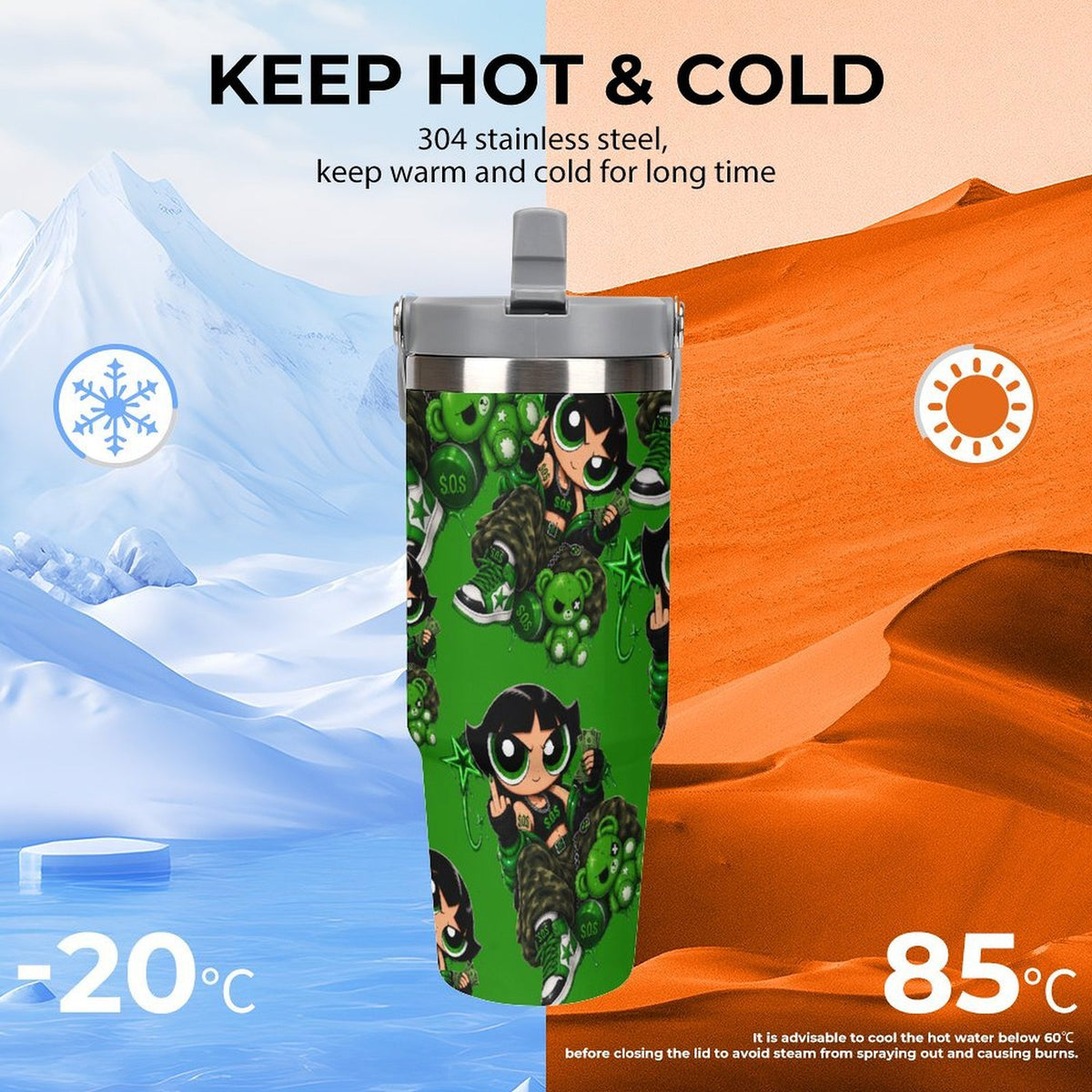 S.O.S: Power Puff Gang 30oz Tumbler with Top Handle