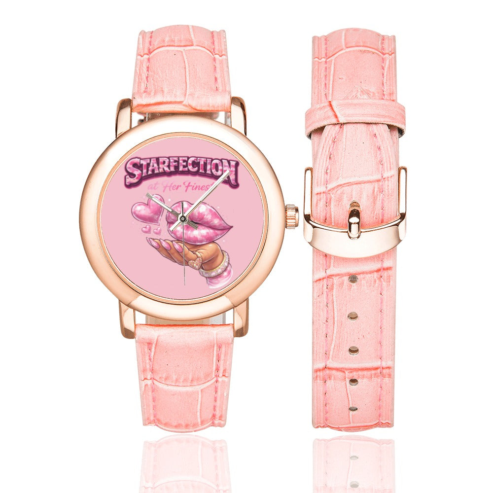 Starfection Ladies Edition Women's Rose Gold-plated Leather Strap Watch