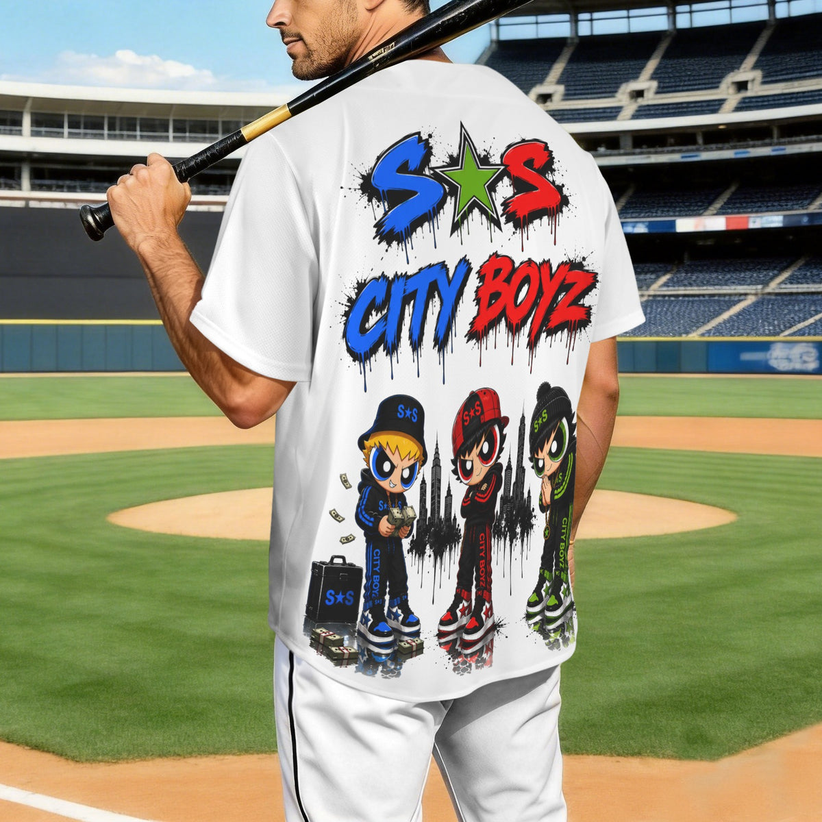 S.O.S: Rowdy Ruff Boys Men's Baseball Jersey ( Model T96 ) | Ships from USA