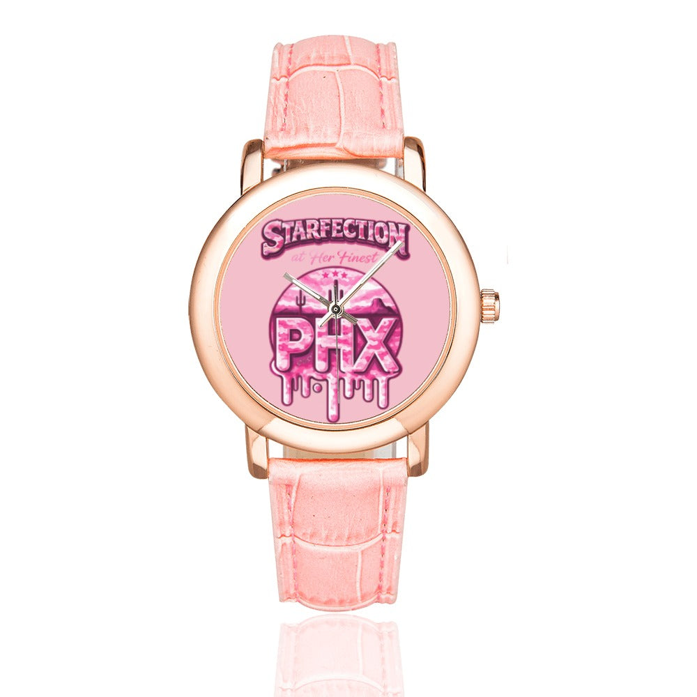 Starfection Ladies Edition Women's Rose Gold-plated Leather Strap Watch