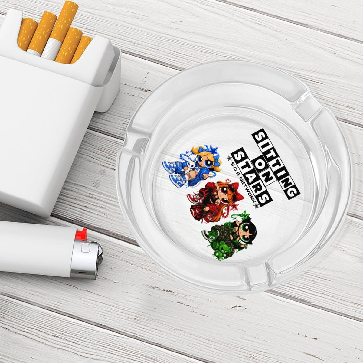 S.O.S: Power Puff Gang Glass Ashtray