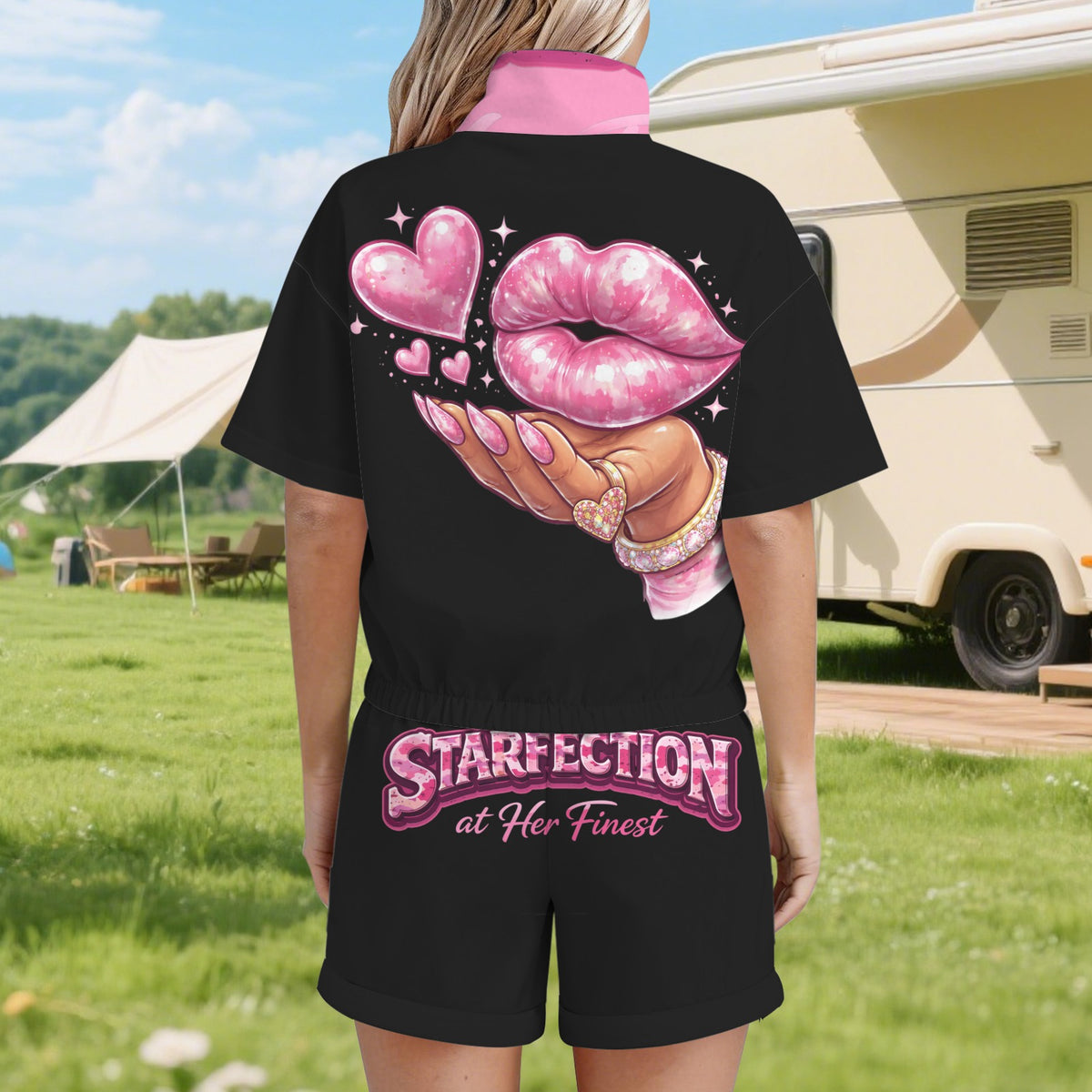 Starfection Ladies Edition Women's Short Windbreaker 2 Piece Set