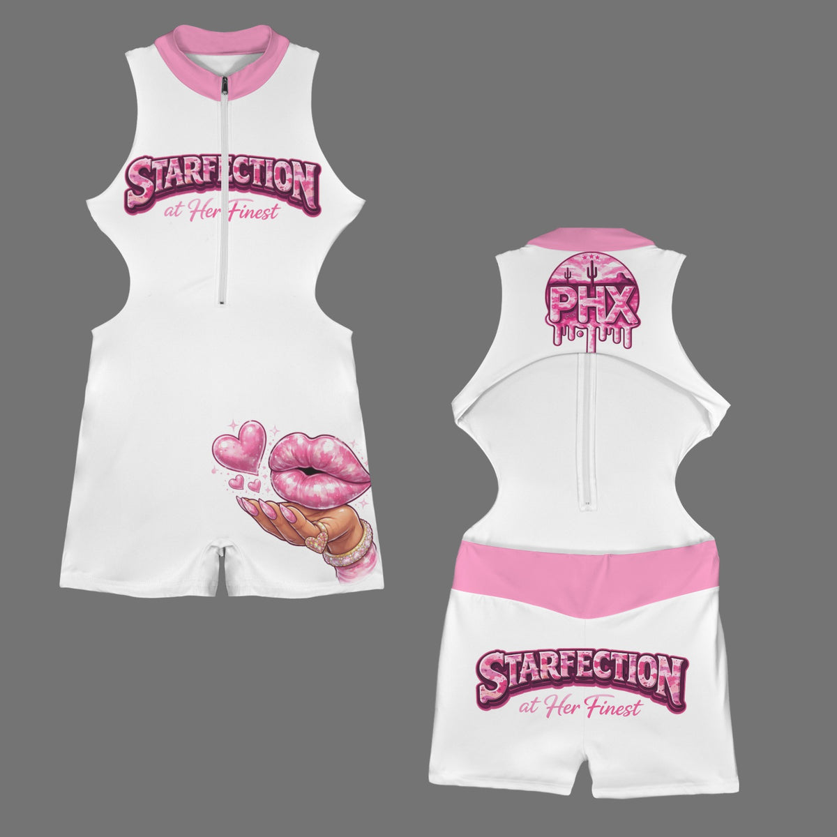 Half-Zip Backless Sport Jumpsuit