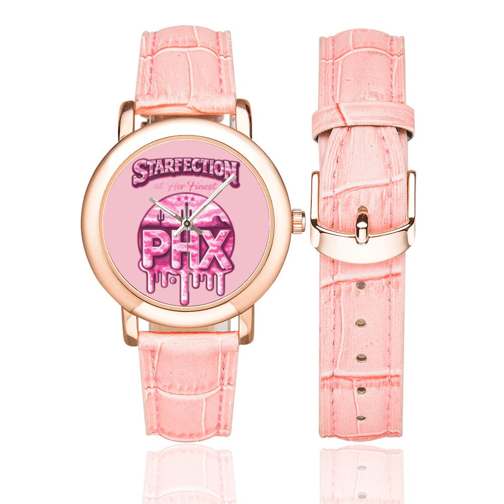 Starfection Ladies Edition Women's Rose Gold-plated Leather Strap Watch
