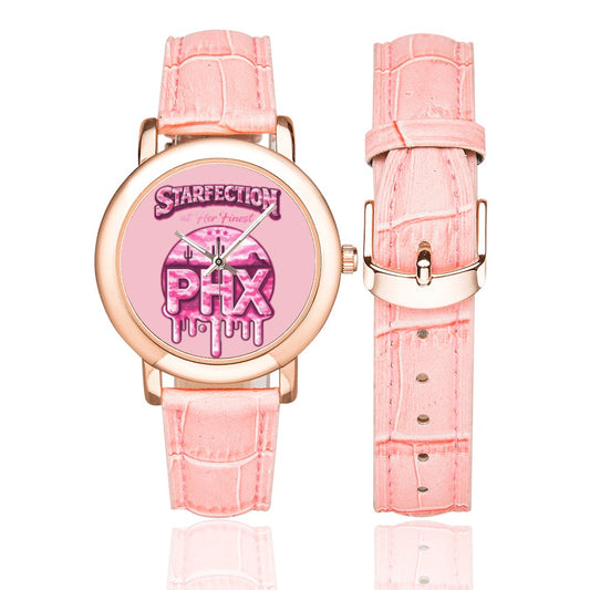 Starfection Ladies Edition Women's Rose Gold-plated Leather Strap Watch