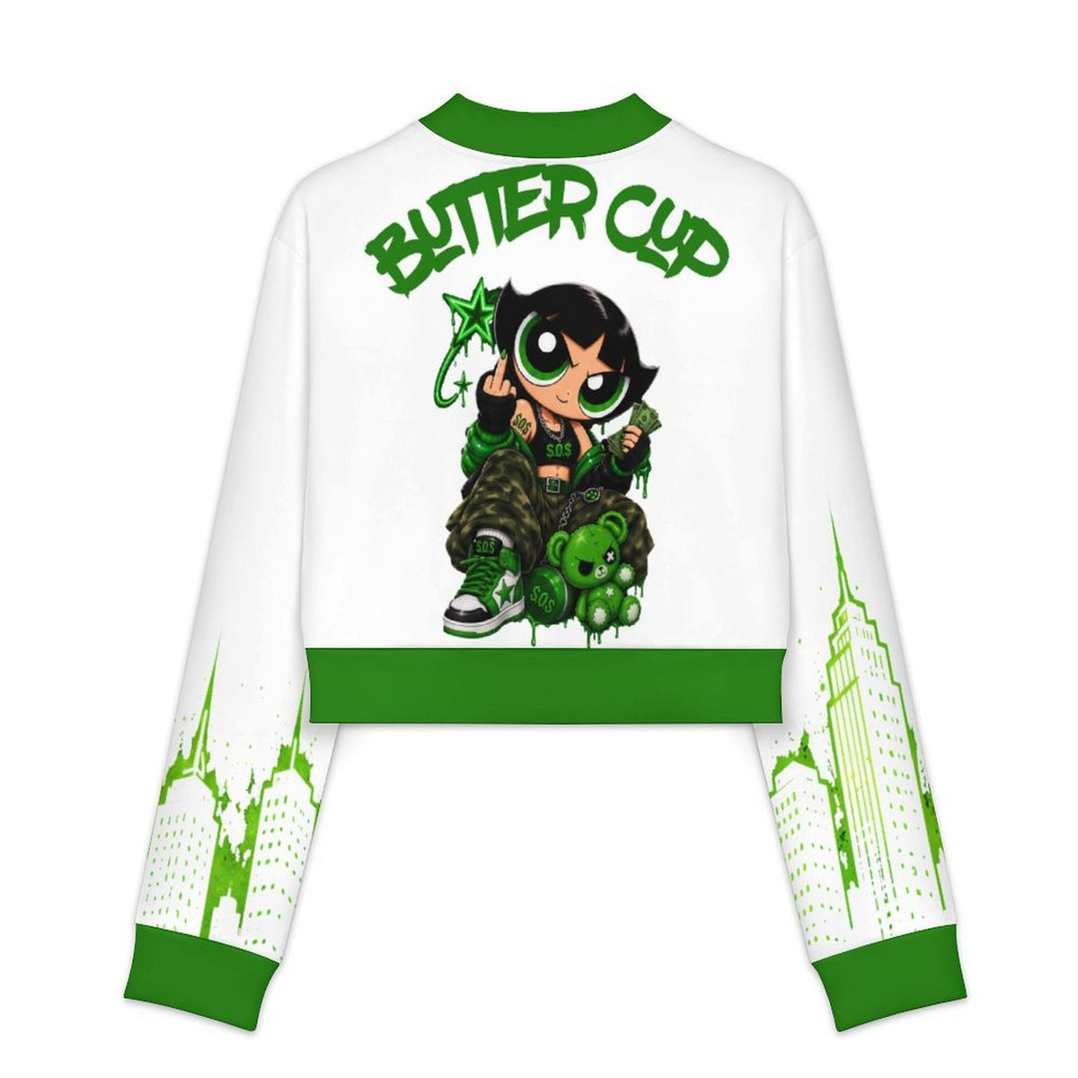 S.O.S: Power Puff Gang Women's Cropped Open Front Jacket