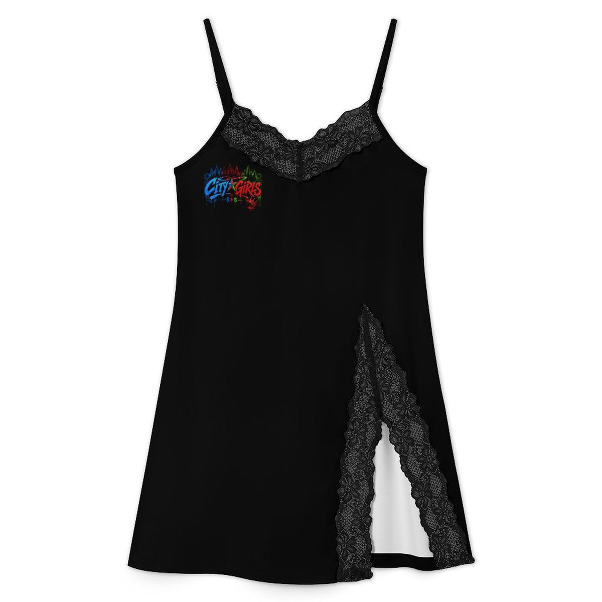 S.O.S: Power Puff Gang Women's Lace Slit Cami Pajama Dress