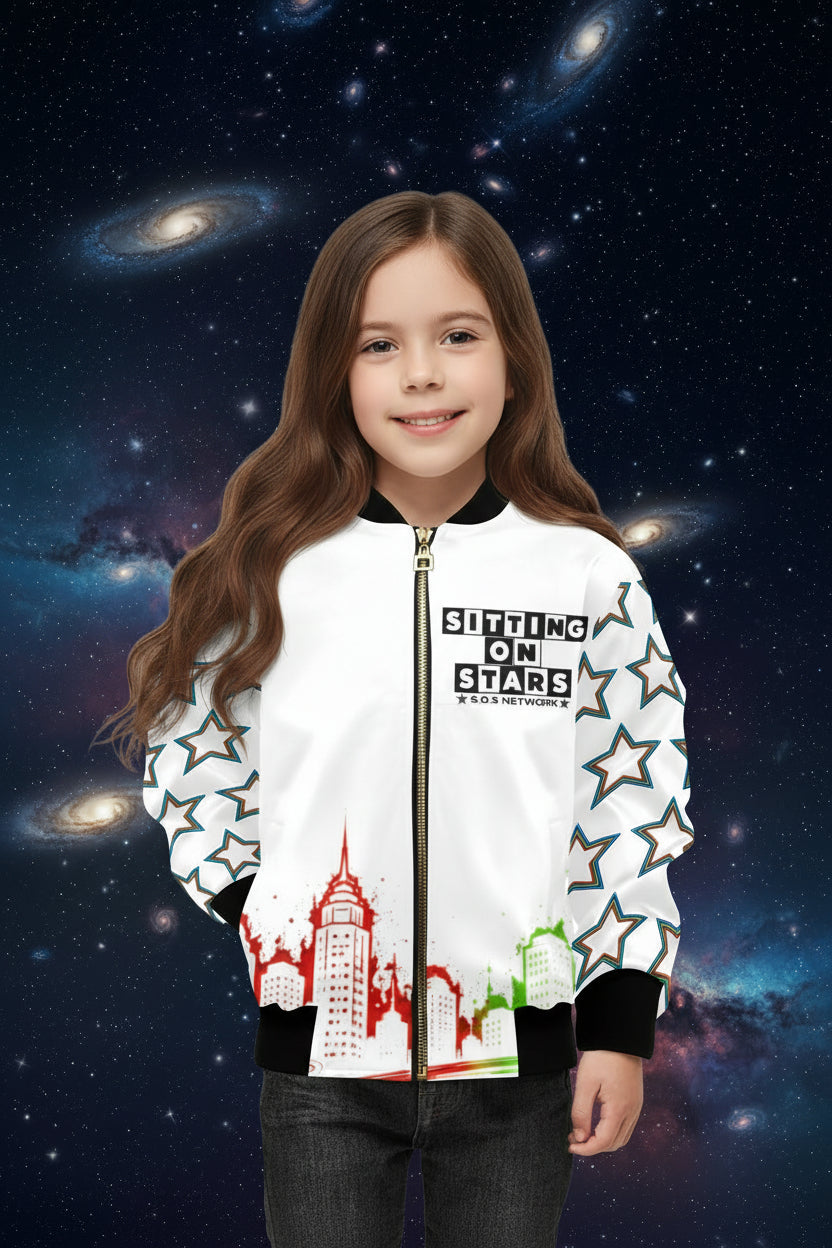 S.O.S: Power Puff Gang Kids Bomber Jacket with Pockets