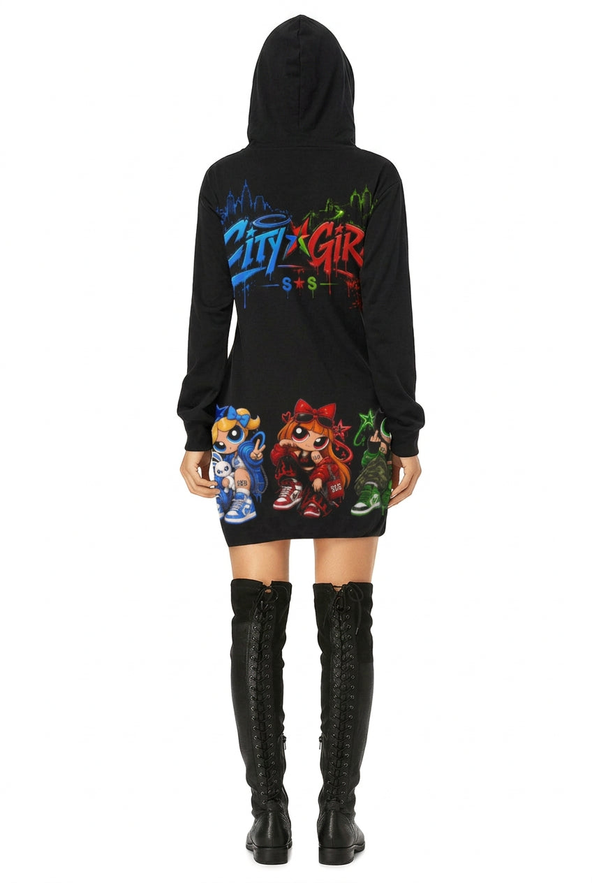 S.O.S: Power Puff Gang Women's Hoodie Mini Dress