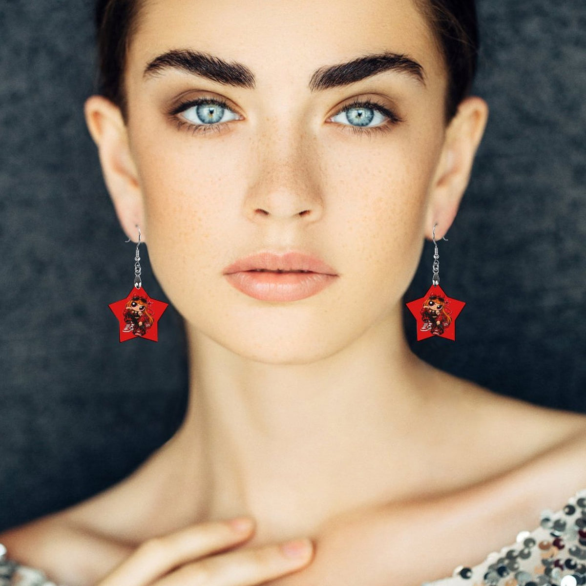 S.O.S: Power Puff Gang Wooden Earrings Pendant（Star Shape）