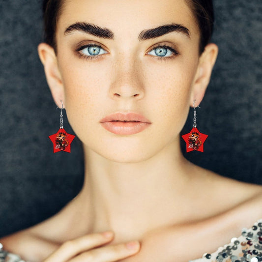 S.O.S: Power Puff Gang Wooden Earrings Pendant（Star Shape）