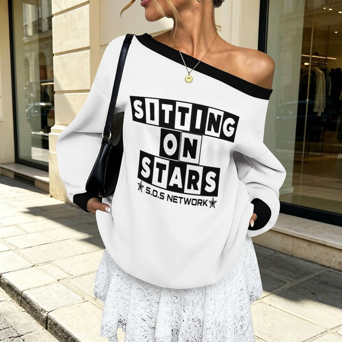 S.O.S: Power Puff Gang Women's Off-shoulder Long Sleeve Sweatshirt