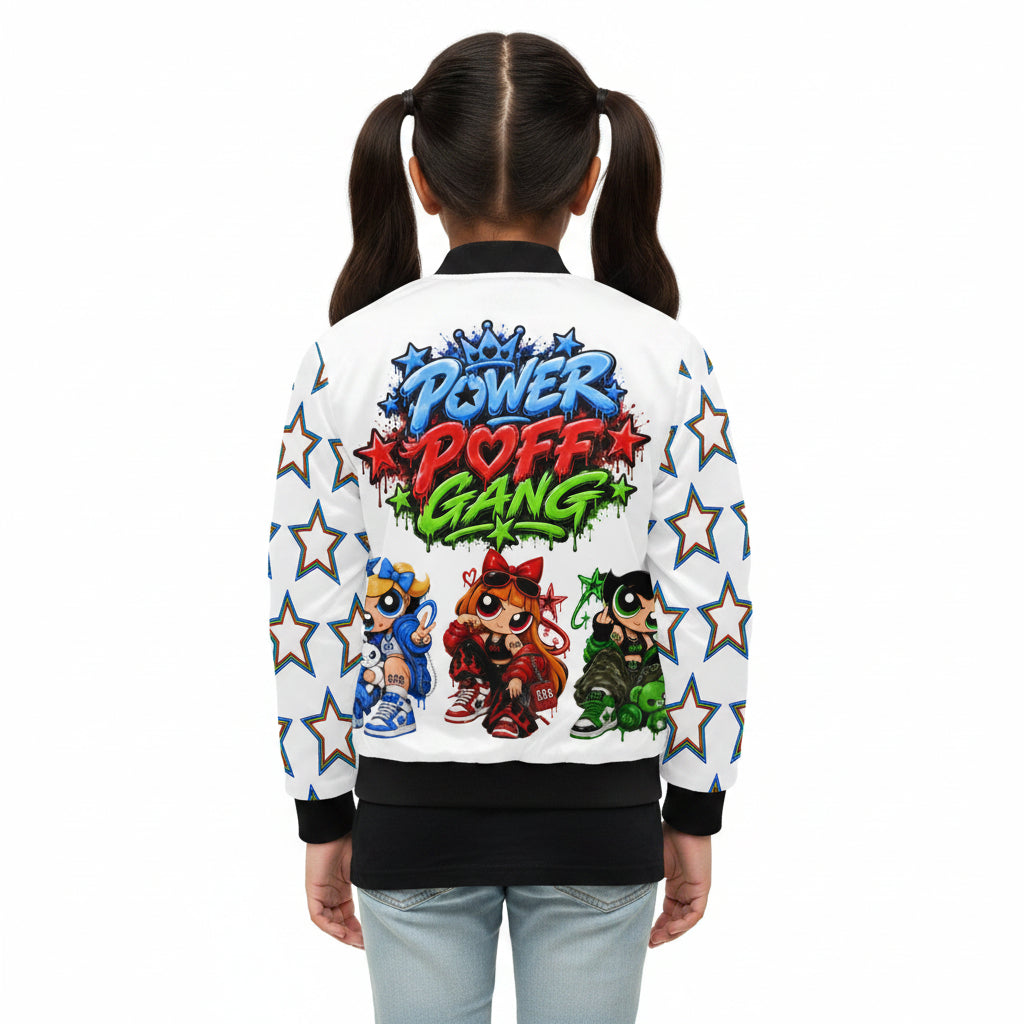 S.O.S: Power Puff Gang Kids Bomber Jacket with Pockets