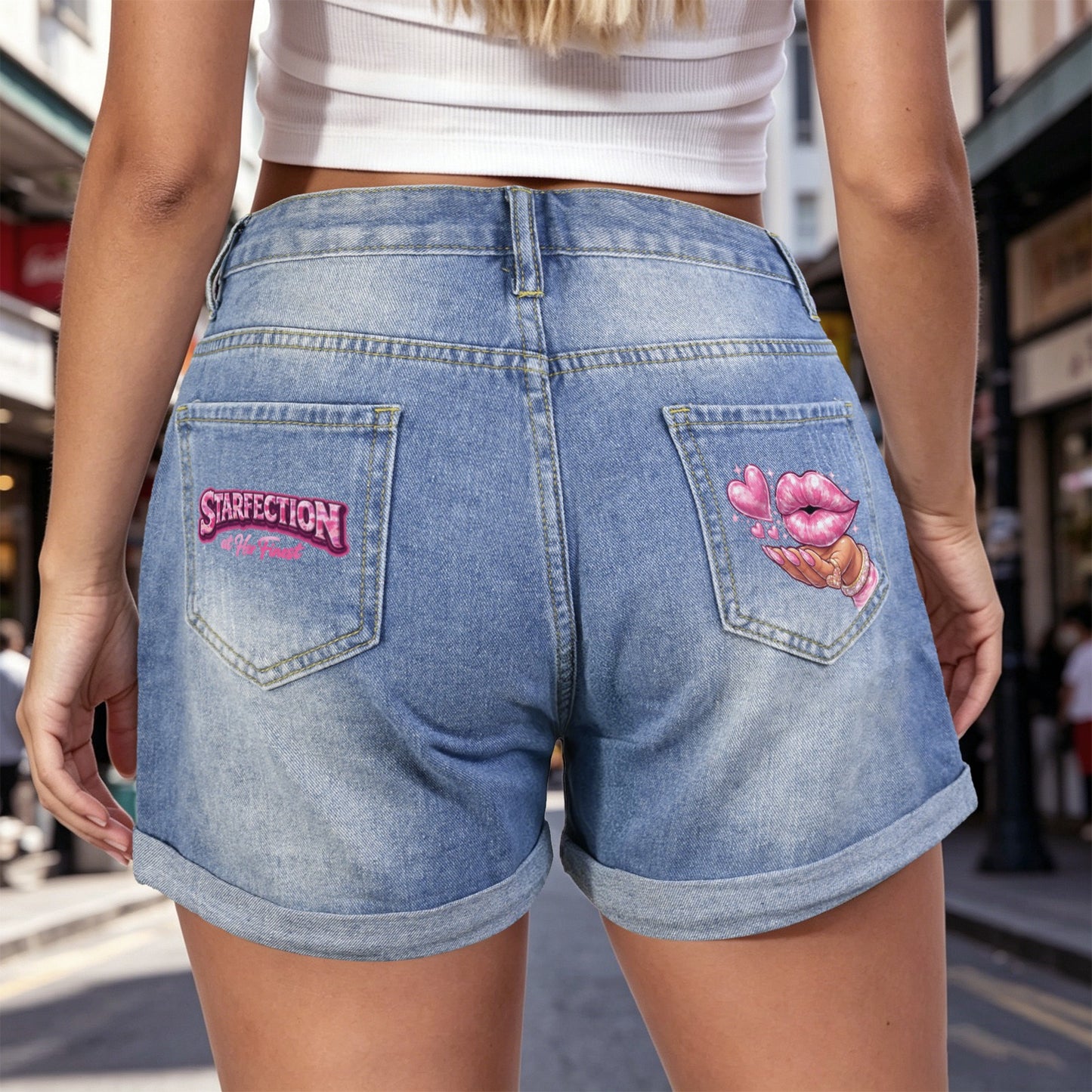 Starfection Ladies Edition Light Blue Denim Shorts