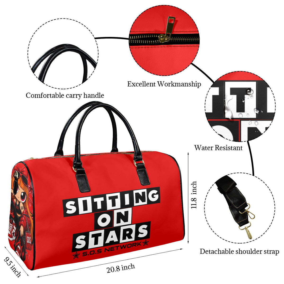 S.O.S: Power Puff GangTravel Bag-Large (Black Short Patch)