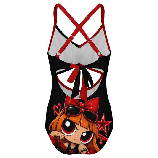 S.O.S: Power Puff Gang Women's Twist Front Tie Back Swimsuit
