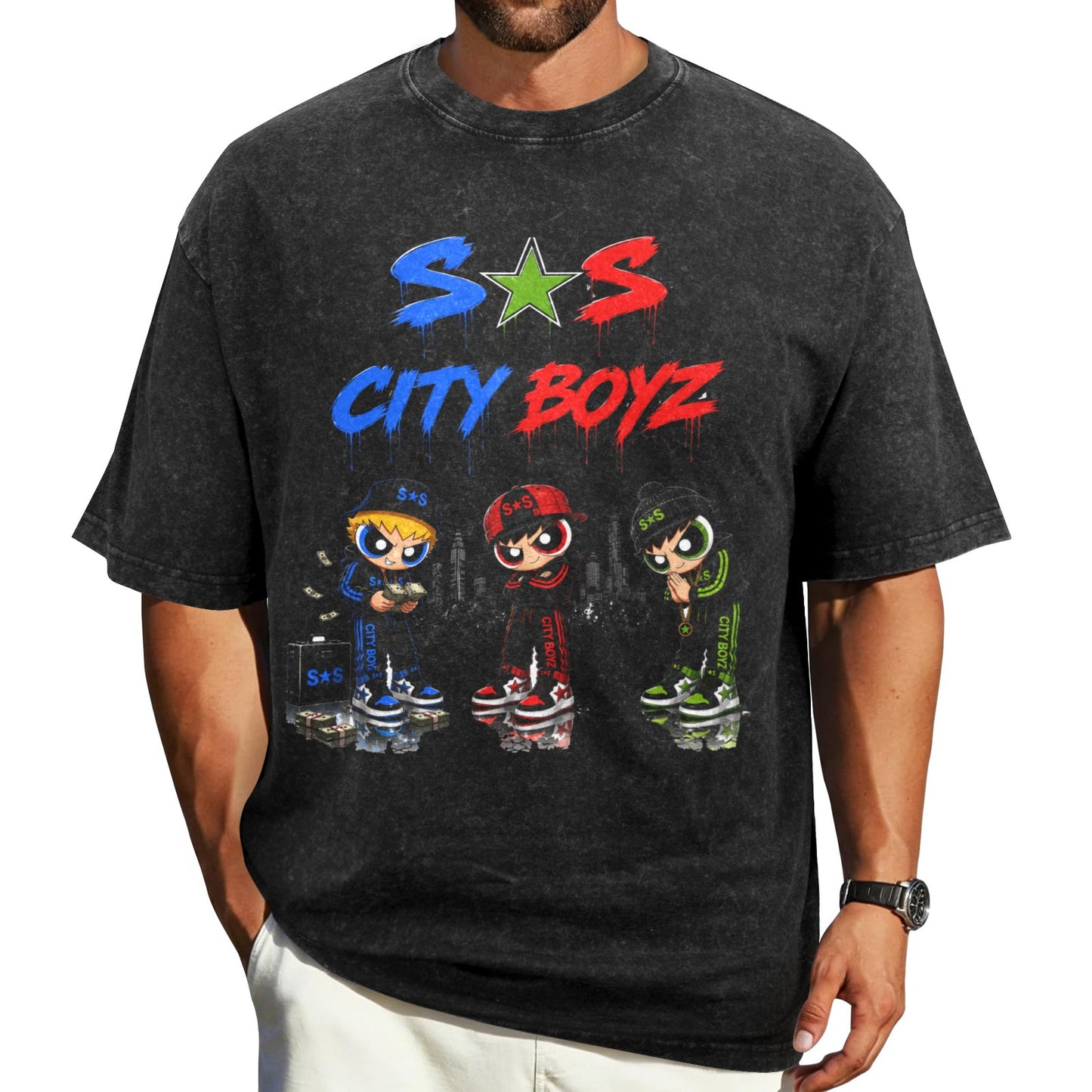 S.O.S: Rowdy Ruff Boyz Men's Washed Cotton T-Shirt | Ships from USA